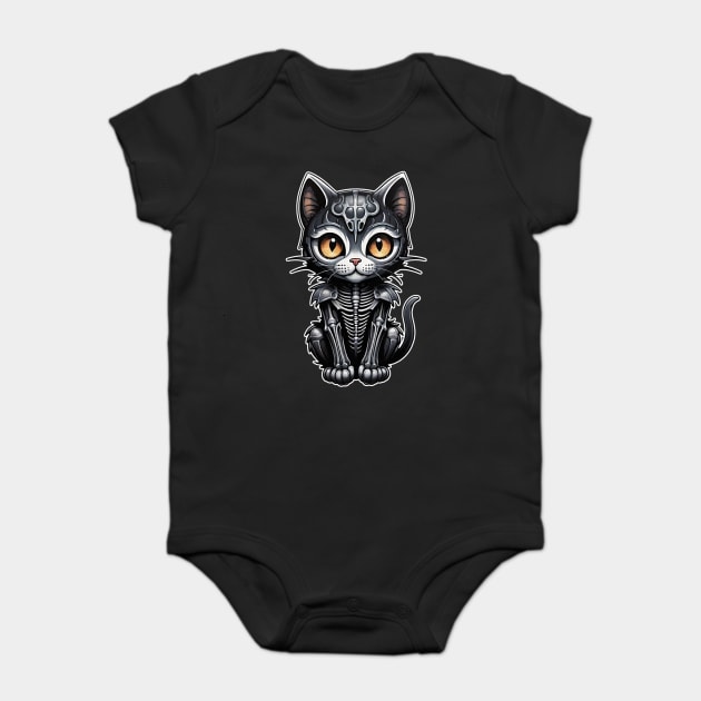 Black Skeleton Cat 4 Baby Bodysuit by Grave Digs